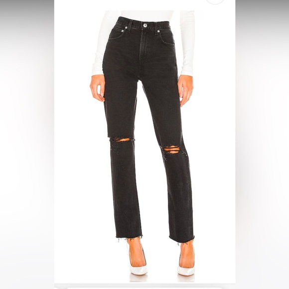 Agolde Cherie high rise distressed straight leg jean - Picture 1 of 7